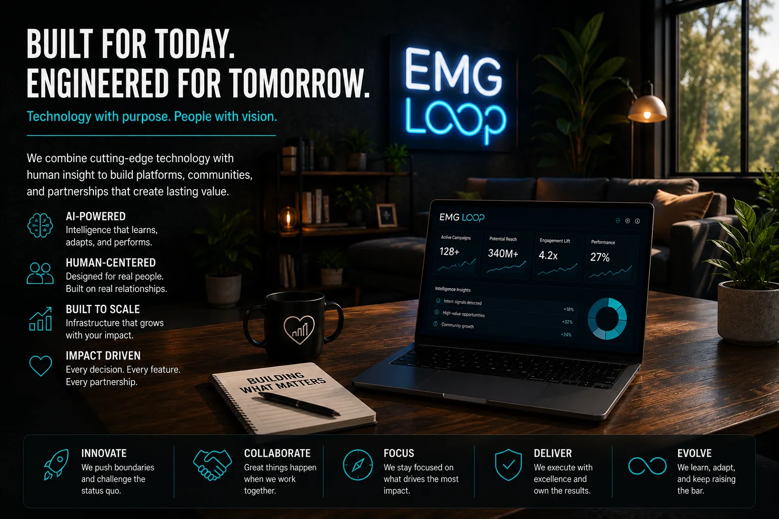 Loop is not a dashboard placed on top of EMG. It is the connective layer beneath the ecosystem.